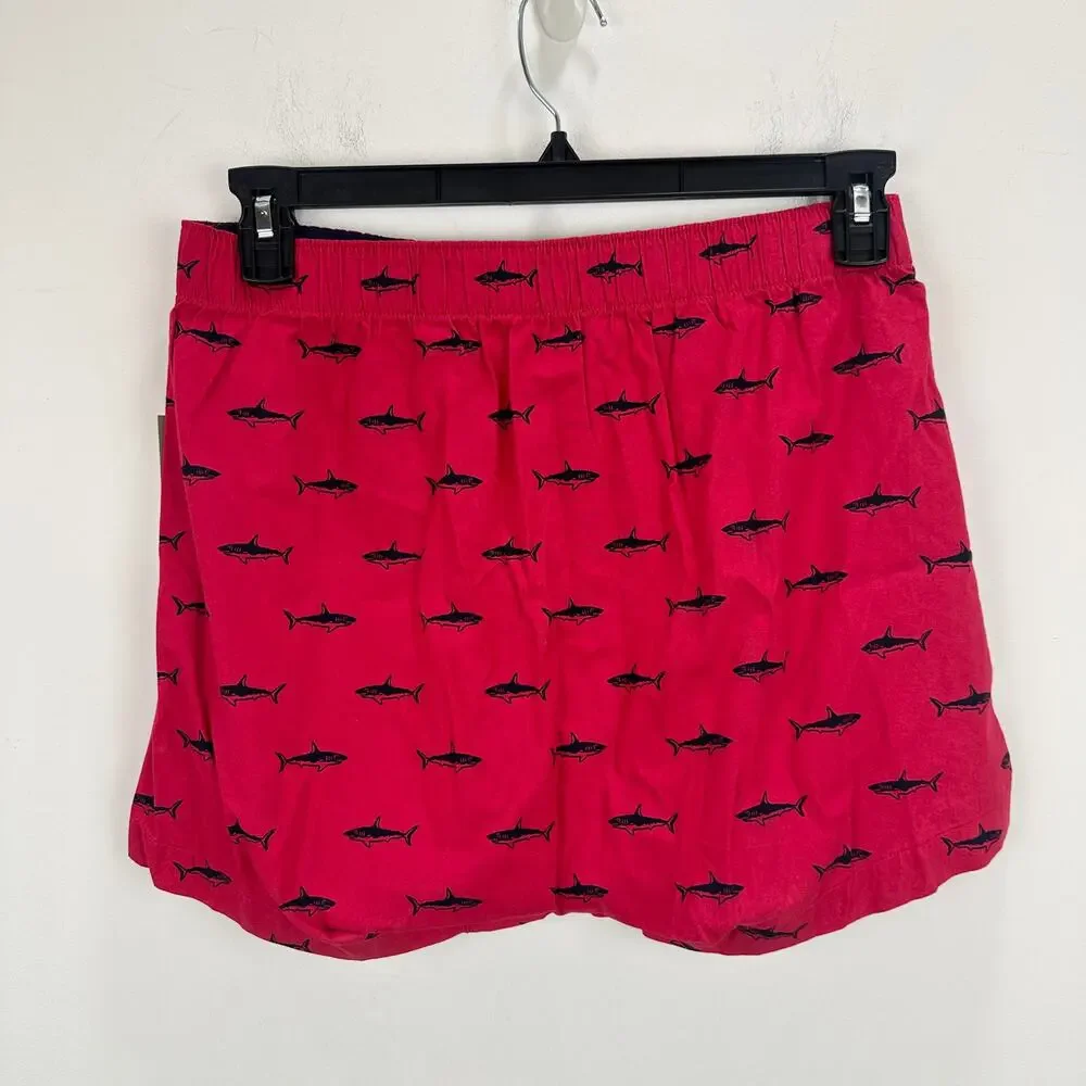 J.Crew Printed Boxers Cotton Red Shark Lounge BW441 Mens Medium NWT